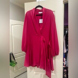 Pink wrap above the knee mini dress